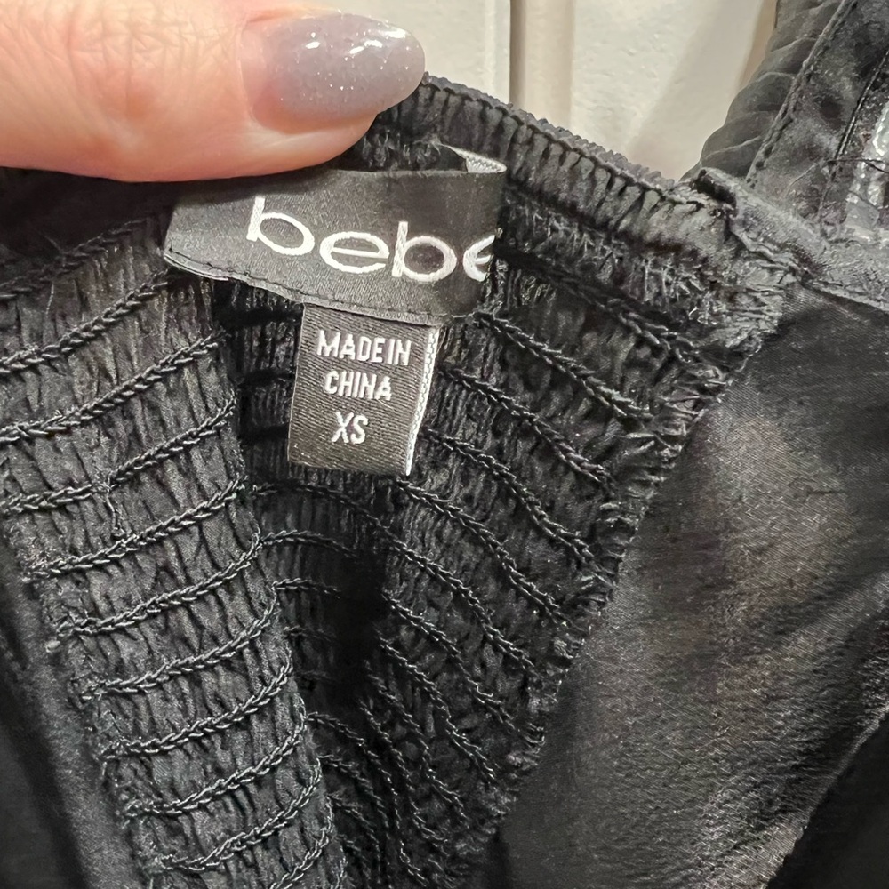 Bebe Black One-Shoulder Ruffle Top - Picture 2 of 3